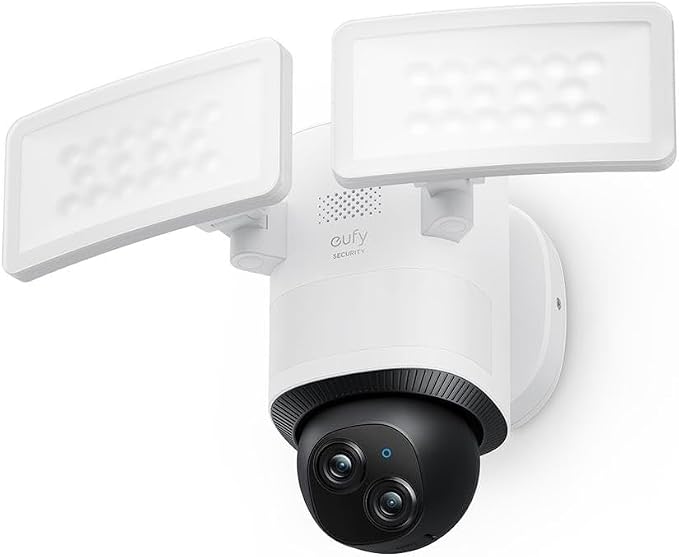 eufy Security Floodlight Camera E340 Wired, 360° draaien en kantelen, 24/7 opnemen, 2000 lumen, bewegingsdetectie, dubbele camera, compatibel met HomeBase 3, lokale opslag, geen maandelijkse kosten