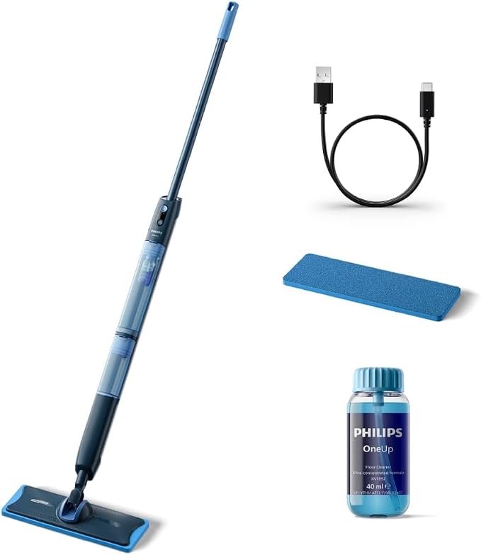 Philips OneUp 5000 Serie Elektrische mop - 2 x schonere vloeren, 2 x sneller dweilen, twee vochtigheidsinstellingen voor harde en gevoelige vloeren, draadloos met 360° draaischarnier (XV5113/01)
