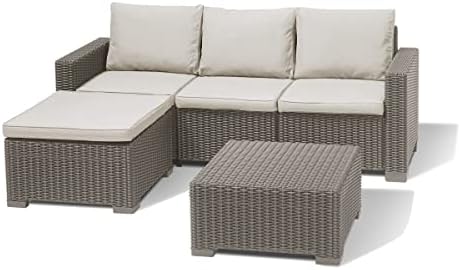 Allibert California Chaise Longue Loungeset - 3 a 4 personen - Cappuccino