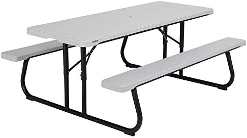 Lifetime 260265 6-voet klassieke opvouwbare picknicktafel, grijs
