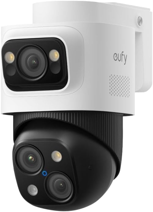 eufy PoE Bullet-PTZ Cam S4, 4K UHD triple lens, 122° FOV, 360° pan & tilt, bedrade camera, 8x hybride zoom, AI-tracking, rode en blauwe strobe alerts, nachtzicht in kleur, PoE Plug&Play, 24/7 opname