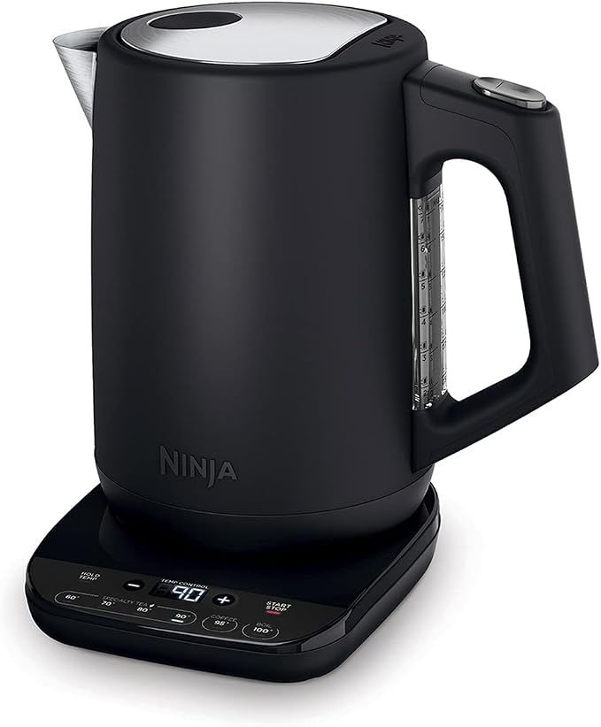 Ninja KT200UK Waterkoker met perfecte temperatuur, 1,7 liter, met temperatuurregeling, led-display, eenvoudige bediening met snel koken en temperatuurbehoud, mat zwart