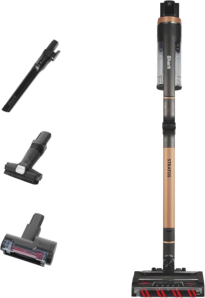 Shark Stratos Snoerloze Steelstofzuiger, PowerFins Plus, 60 Min. Gebruiksduur, Anti Hair Wrap & CleanSense IQ Stofzuiger met Auto-Set, Huisdier-, Spleet- en Multi-Oppervlakmondstuk, IZ400EUTBK