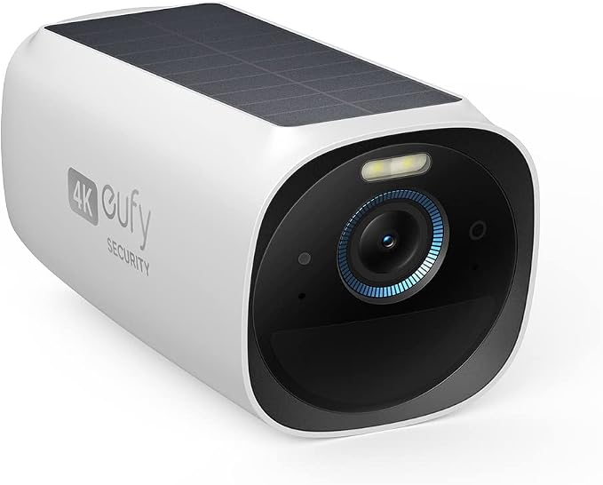 eufy Security eufyCam 3 extra camera, draadloze beveiligingscamera voor buiten, 4k-camera met ingebouwd zonnepaneel, AI-gezichtsherkenning, schijnwerper, geen maandelijkse kosten, HomeBase 3 vereist