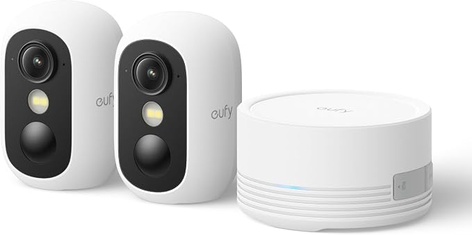 eufy Security eufyCam C35 2-Cam Kit, Draadloze Beveiligingscamera Voor Buiten en Binnen, Magnetische Bevestiging, Kleurennachtzicht, Lokale Opslag, Geen Maandelijkse Kosten, IP67, Gezichtsherkenning