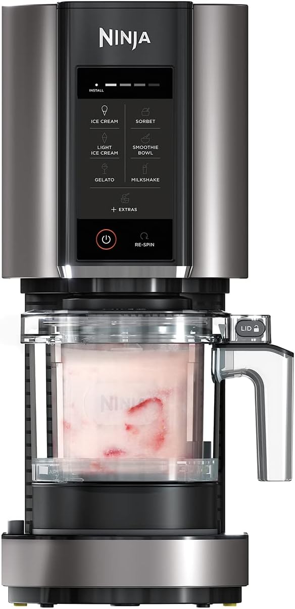 Ninja CREAMi IJsmachine, ijs, gelato, milkshake, sorbet, smoothiebowl, 7 programma’s, Zwart/zilver NC302EU