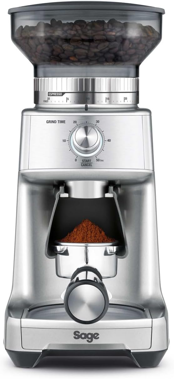 Sage - The Dose Control Pro - Koffiemolen met 60 Maalstanden en Timer - Maalt Direct in Filterhouder, Bakje, Korf- of Papieren Filter - 130 Watt, Inclusief Doseerhulp - Zilver