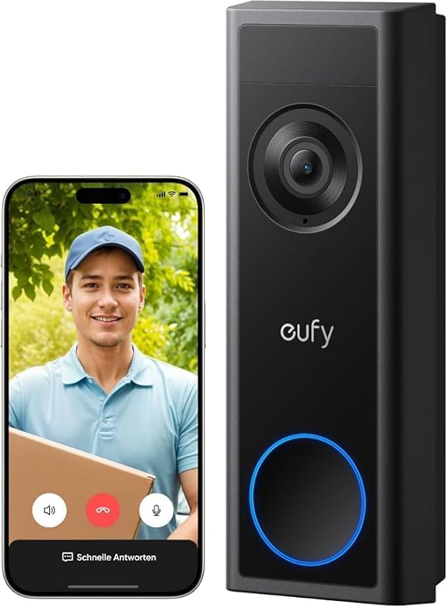 eufy Video Doorbell C31, 2K FHD, werkt op batterijen of vaste bedrading, batterij met quick release, live videogesprek, 24/7 opname, mens- en bewegingsdetectie, compatibel met HomeBase S380