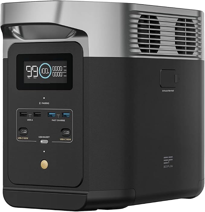 EcoFlow DELTA 2 draagbaar elektrisch station met schaalbare capaciteit van 1-3 kWh, LFP-batterij, slechts enkele kleine gebreken in de verpakking, het product is niet gebruikt (gereviseerd)