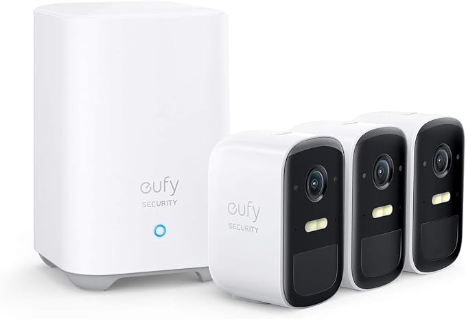 eufy Security eufyCam 2C 3+1, draadloos beveiligingssysteem, 180 dagen batterijduur, HD 1080p, IP67 weerbestendig, nachtzicht, compatibel met HomeKit, 3-camera set, geen maandelijkse kosten