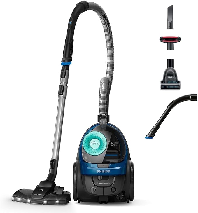 Philips 5000 Series Stofzuiger zonder Zak - 900 W motor; PowerCyclone 7 Technologie; H13 Allergie-Filter; TriActive ledmondstuk, Compact en licht (FC9557/09)