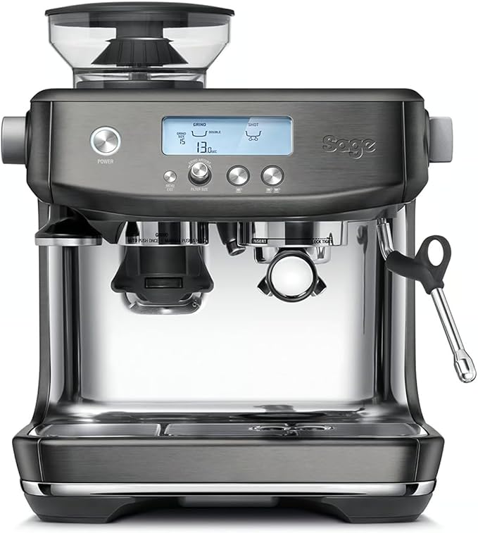 Sage - The Barista Pro - Espressomachine met Handmatige Melkopschuimer en Geïntegreerde Kegelmaler - 30 Maalstanden, 1650 Watt, Inclusief Melkkan en Tamper - Zwart Roestvrij Staal
