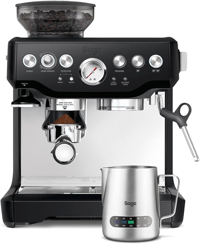 Sage - The Barista Express - Bean to Cup koffiemachine met maler en handmatige melkopschuimer - 16 maalinstellingen, 15 bar pomp, PID temperatuurregeling - Met temperatuurregelkan, Black Truffle
