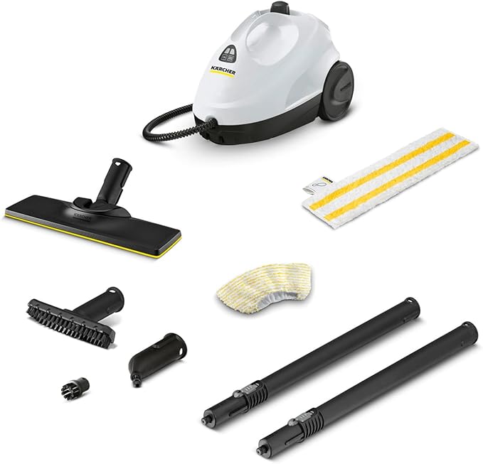 Kärcher stoomreiniger SC 2 EasyFix, stoomdruk: 3,2 bar, opwarmtijd: 6,5 min., vermogen: 1.500 W, oppervlakteprestatie: 75 m², tank: 1 l, EasyFix vloerreinigingsset, sproeiers en microvezelafdekking