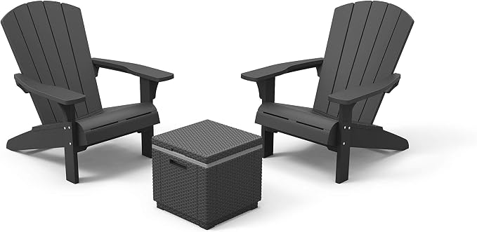 Keter Troy Adirondack Tuinstoelen met Ice Cube tafel - 81x80x96,5cm - Grafiet