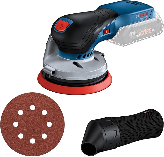 Bosch Professional 18V System accu-excenterschuurmachine GEX 18V-125 met schuurplateau 125 mm, 1 x schuurpapier, stofzak, zonder accu/oplader