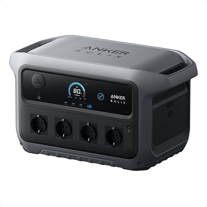 Anker SOLIX C2000 Gen 2 draagbare powerstation, 2.400 W (piek 4.000 W), volledig opgeladen in 58 min, 2.048 Wh LiFePO4-batterij voor camping, stroomuitval en thuisback-up (optioneel zonnepaneel)