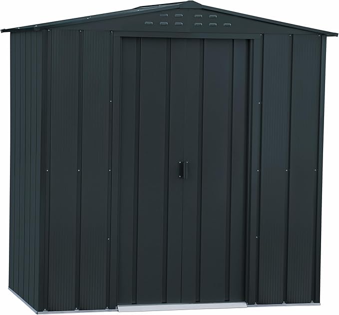Duramax Tuinhuisje voor buiten, van thermisch verzinkt staal, robuust versterkt dak, onderhoudsvrij en weerbestendig, antraciet 6 x 4