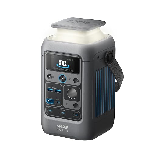 Anker SOLIX C300 DC Power Bank Station, voor buiten, 288 Wh (90.000 mAh), draagbare energiecentrale, LiFePO4-accu, 300 W zonnegenerator, voor kamperen/reizen/noodgevallen (geen wandlader inbegrepen)