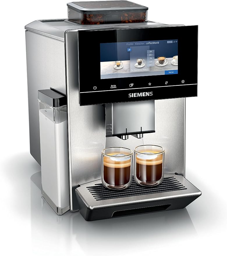 Siemens Volautomatische koffiemachine EQ900 TQ905D03, app-bediening, full-touch display, barista-modus, geluidsreductie, tot 10 profielen, premium maalwerk, automatische stoomreiniging, 1500 W