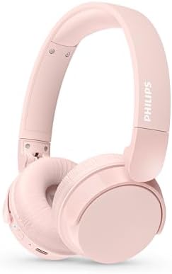 PHILIPS TAH4209PK Lightweight On Ear draadloze Bluetooth Headphones met Passive Noise Isolation - 55 uur afspeeltijd, natuurlijk geluid, heldere gesprekken, Dynamic Bass, 2 uur USB-laden - Roze
