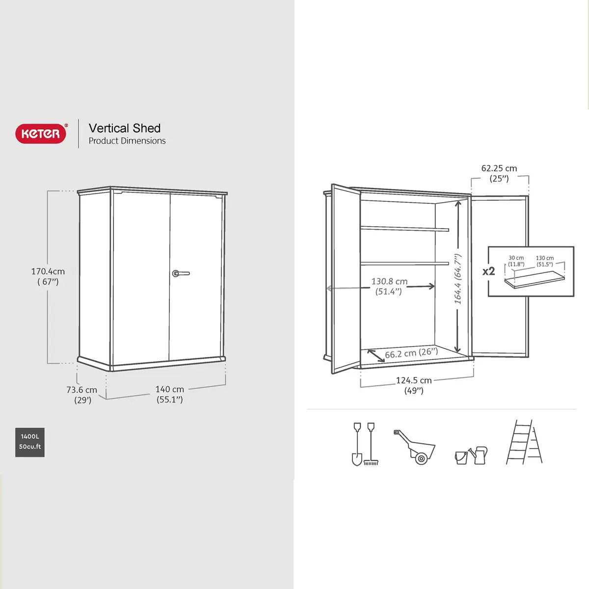 Keter Signature Vertical Shed - Walnut Look