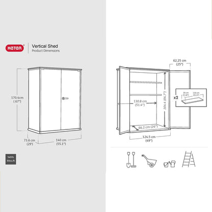 Keter Signature Vertical Shed - Walnut Look