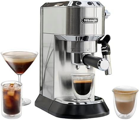 DeLonghi America Inc EC685M Dedica Deluxe Espressomachine, roestvrij staal, 1300 W, 34 oz, zilver