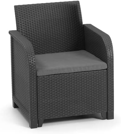 Keter Rosalie Loungeset + Arica opbergtafel - 4 personen - Grafiet