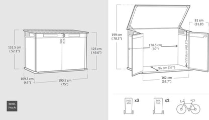 Keter Signature Horizontal Shed - Venetian Brown 2020L