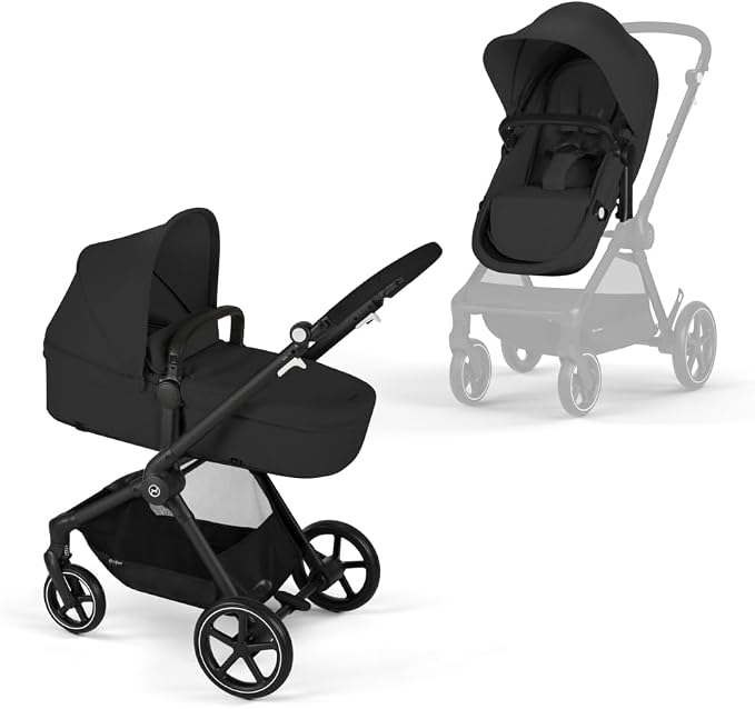 CYBEX Gold kinderwagen EOS 2-in-1, reissysteem, vanaf de geboorte tot 22 kg (ca. 4 jaar), Moon Black