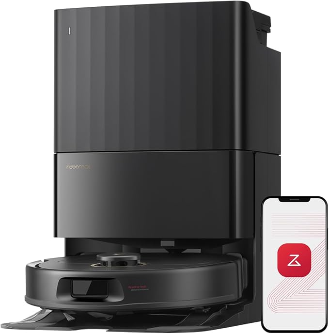 roborock Qrevo S5V Robotstofzuiger met dock, 12.000 Pa zuigkracht, FlexiArm-dweilen, dubbele anti-klitfunctie, warmeluchtdroging, obstakelvermijding en slimme navigatie, zwart