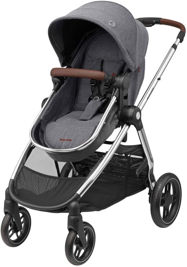 Maxi-Cosi Zelia Luxe 2-in-1 kinderwagen, omkeerbaar zitje, met één hand opvouwbaar, geschikt vanaf de geboorte tot ongeveer 4 jaar, 0-22 kg, twillic grey