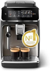 Philips 3300-Series Fully Automatic Espresso Machine - 5 Drinks, Intuitive Touch Screen, Classic Milk Frother, SilentBrew, 100% Ceramic Grinder, AquaClean Filter. Black Chrome (EP3326/90)