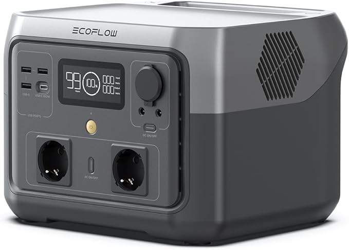 EcoFlow Portable Power Station RIVER 2 MAX, LiFeP04-batterij van 512Wh, snel opladen in 1 uur, uitgangsvermogen van maximaal 1000 W, zonnegenerator voor kamperen/campers/gebruik in huis