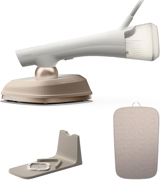 Philips OneTurn, Hybride Strijkijzer & Stomer met roterende kop, Ultiem gemak, geen plank, geen wachttijd, geen lekken, 45g/min Energiezuinig 1800 W, Zijdezacht wit (GC213/10)