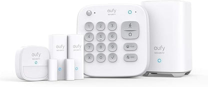 eufy Security 5-delige smart-home-set, beveiligingssysteem met bewegingssensor, 2 diefstalsensoren, alarmsysteem, met app, compatibel met eufyCam, bestuurt andere HomeBase bewakingsapparaten