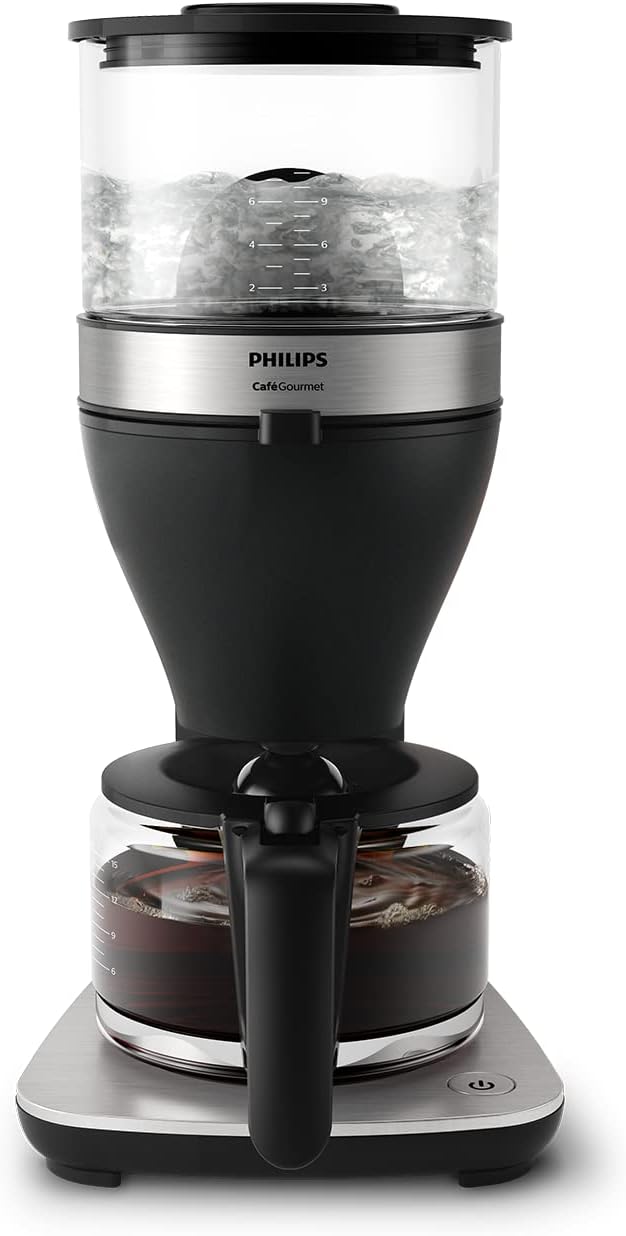 Philips Filter Coffee Maker - Jug Capacity 1.25 L, Up to 15 Cups, Boil & Brew, Black/Silver (HD5416/60)
