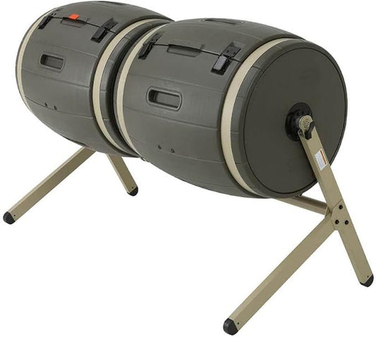 Lifetime dubbele 189 liter (50 Gallon) compost Tumbler - bruin