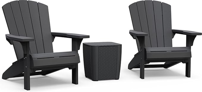 Keter Troy Adirondack Tuinstoelen met Luzon tafel - 81x80x96,5cm - Grafiet