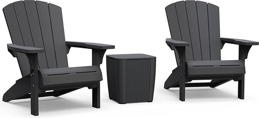 Keter Troy Adirondack Tuinstoelen met Luzon tafel - 81x80x96,5cm - Grafiet