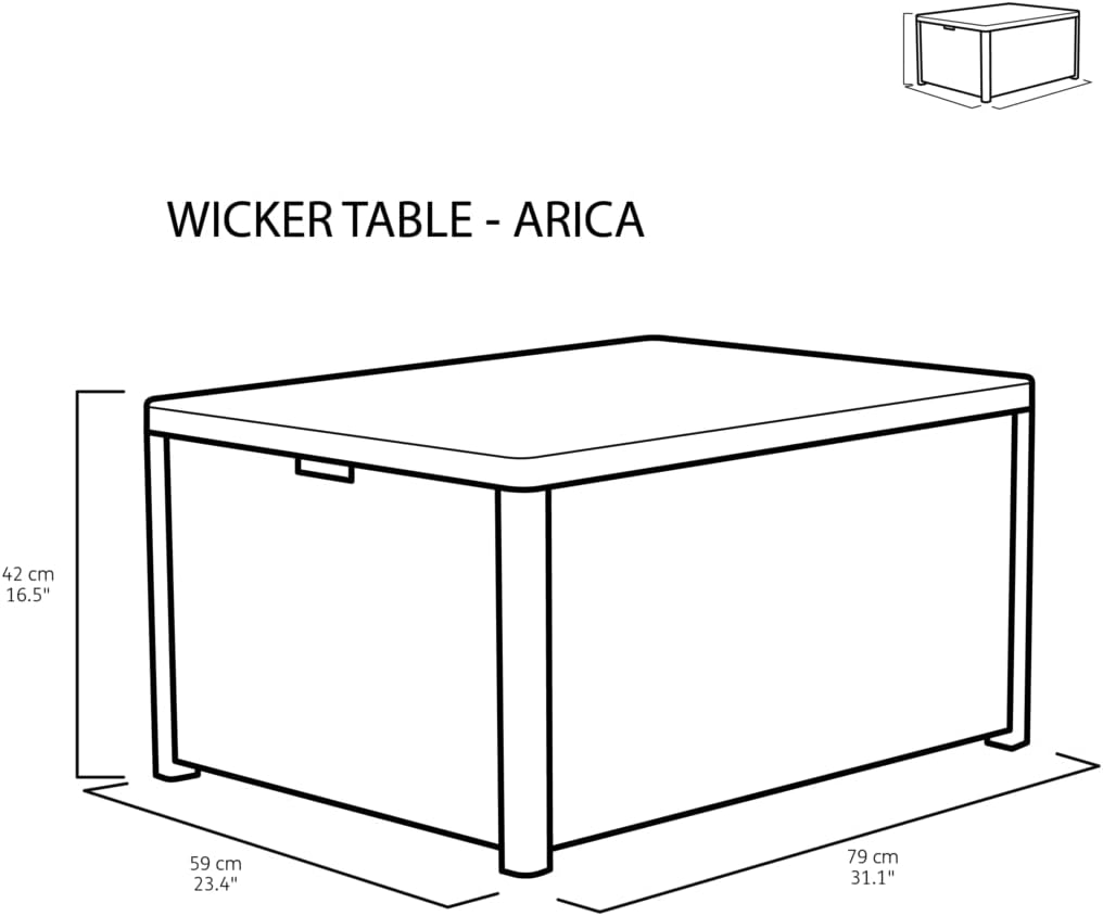 Keter Rosalie Loungeset + Arica opbergtafel - 4 personen - Grafiet