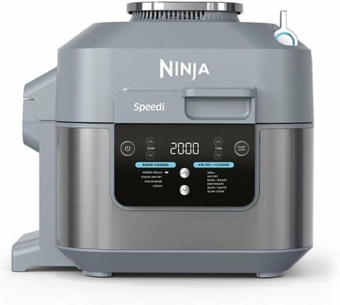 Ninja Speedi 10-in-1 snelkooktoestel en heteluchtfriteuse [ON400UK], 5,7 l, Speedi Meals, luchtfrituren, stomen, grillen, bakken, braden, aanbraden, langzaam koken en meer, kookt 4 porties, zeezoutgrijs