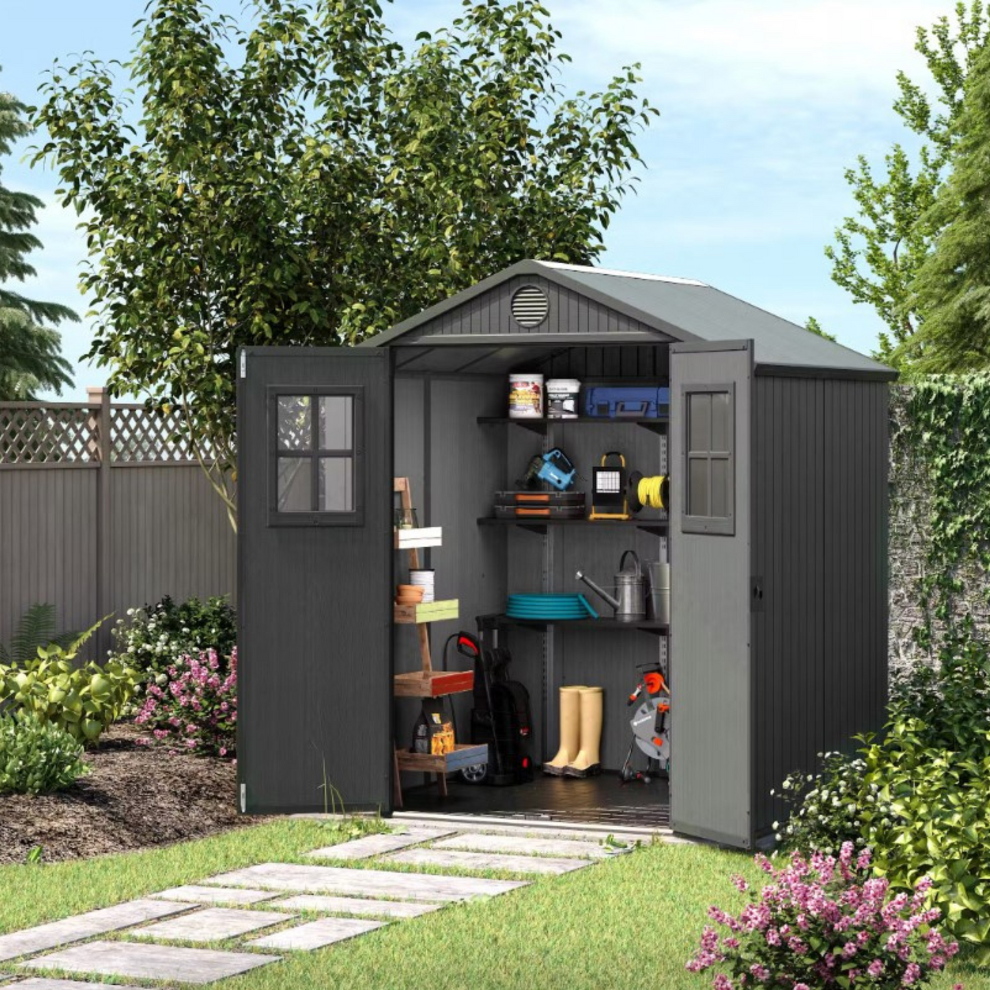 Keter Darwin 6x8 Garden Shed - Grey (1.9 x 2.4m)