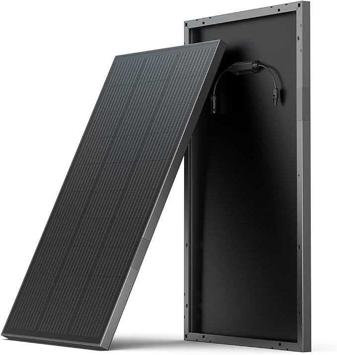 ECOFLOW 2 x monokristallijn zonnepaneel 100 W met montagevoet, oplader op zonne-energie voor elektriciteitscentrale, IP68 waterdicht, voor buiten, camper, boot en balkon