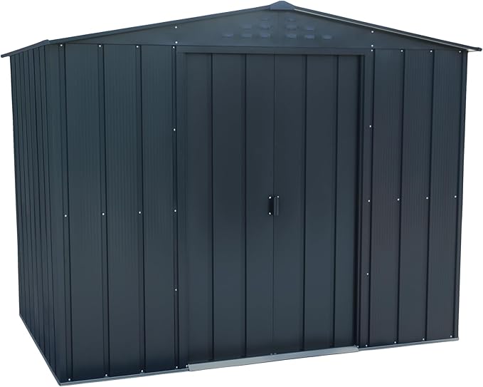 Duramax TOP Shed 8 x 6 (4,79 m2) metalen tuinberging van thermisch verzinkt staal, sterke versterkte dakstructuur, onderhoudsvrij en weerbestendig metalen tuinhuisje, antraciet