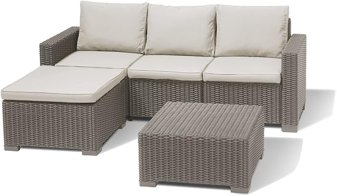 Allibert California Chaise Longue Loungeset - 3 a 4 personen - Cappuccino