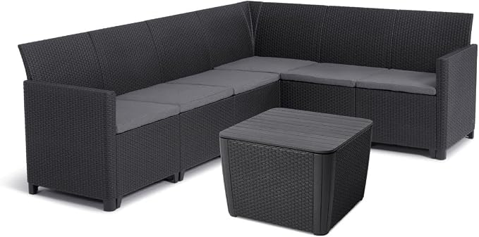 Keter Marie hoek loungeset + Luzon tafel - grafiet