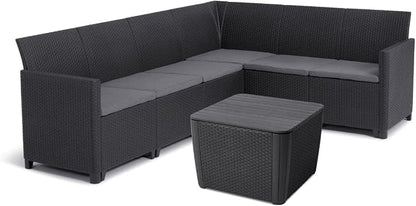 Keter Marie hoek loungeset + Luzon tafel - grafiet