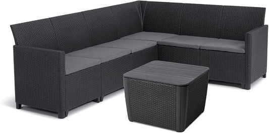 Keter Marie hoek loungeset + Luzon tafel - grafiet